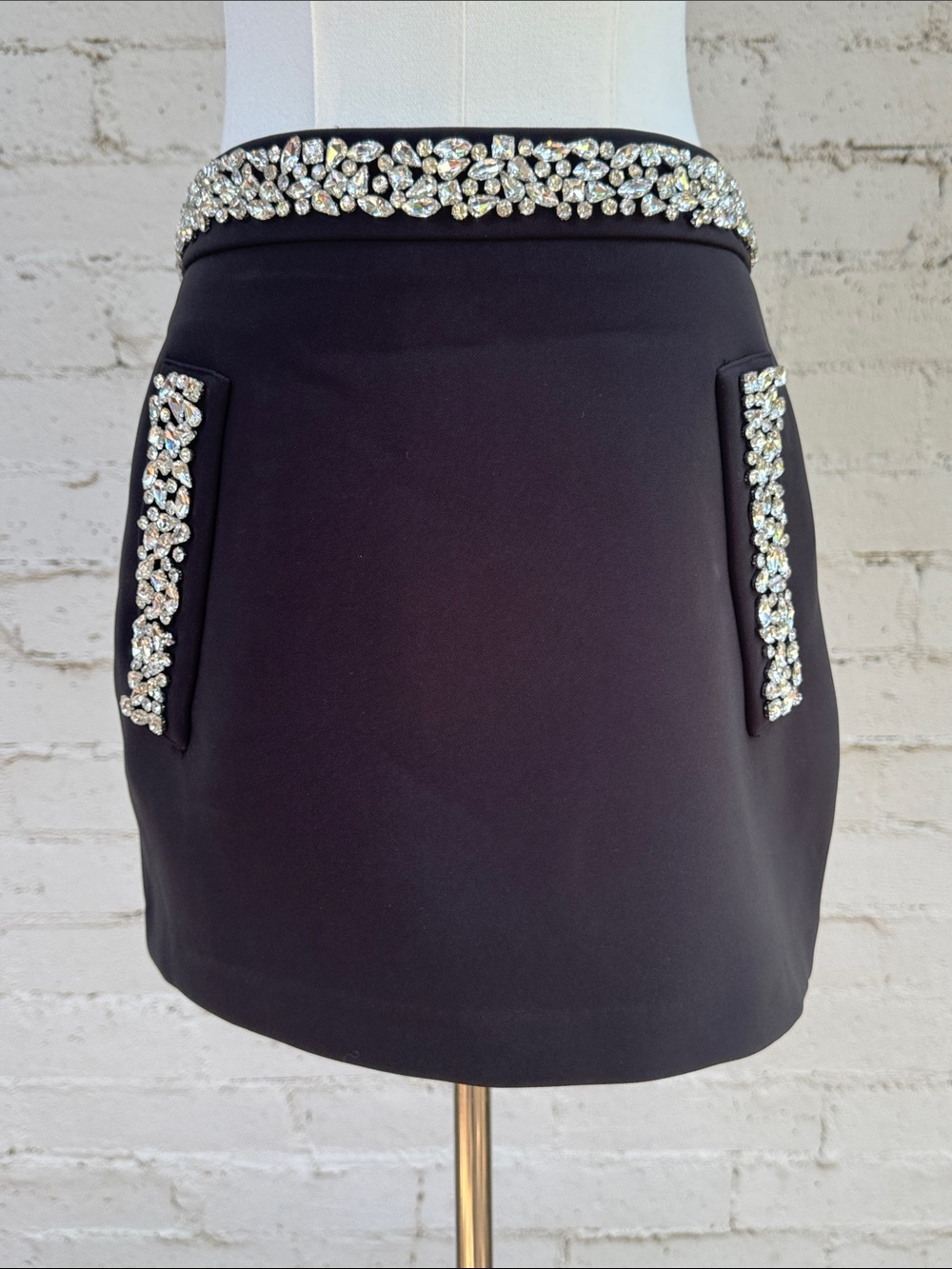 H&M Edition Rhinestone-Embellished Mini Skirt Black Size 6 - Picture 5 of 14